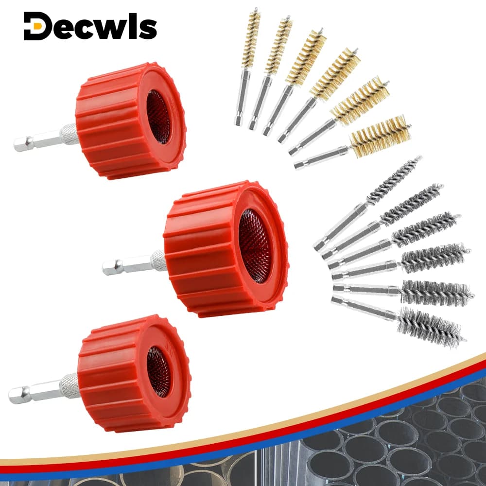 3/9 pieces metal pipe grinder, copper pipe cleaning brush, rust polishing/removing tool, stainless steel drill cleaning brush