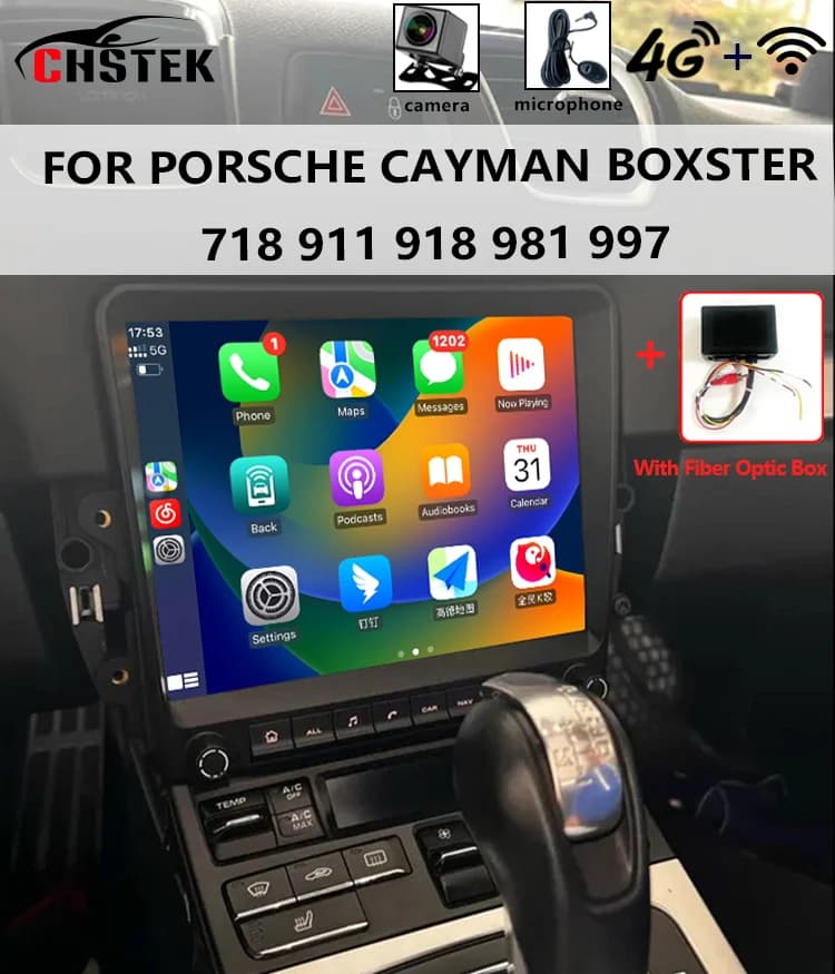 CHSTEK Car Wireless Carplay Radio For Porsche Cayman 911 Boxster 997 718 918 981 2012-2016 Multimedia Bluetooth Android WIFI 4G