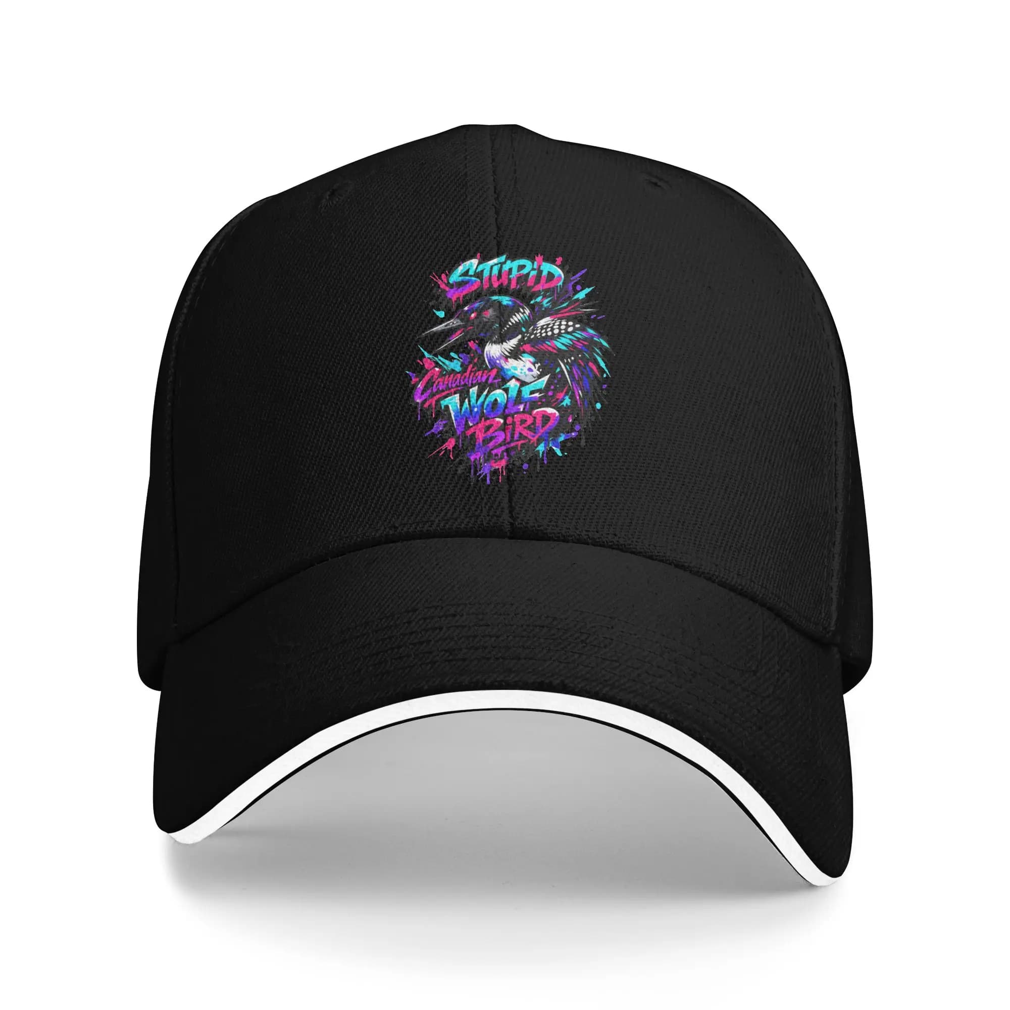 Cappellino da Baseball Casual con Scritta 'Stupid Canadian Wolf Bird Says Ice Out', Cappello Trucker Traspirante con Chiusura Snapback per Uomo e Donna