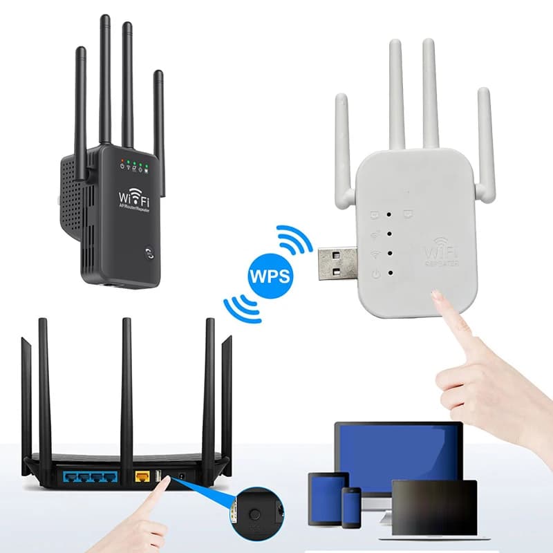 【C】 Ripetitore WiFi 2.4G Wireless, Amplificatore di Segnale Internet 300Mbps con 4 Antenne a Lungo Raggio e Porta Ethernet per Casa