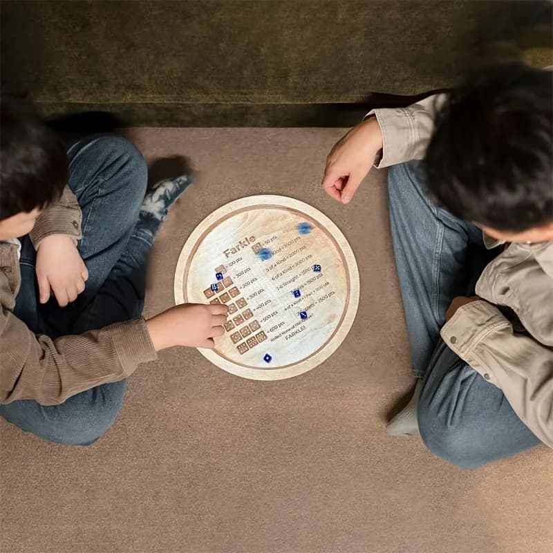 Vassoio in legno per dadi Farkle con 6 dadi - classico gioco da tavolo per famiglie, ideale per viaggi e riunioni, adatto per adulti OH00028-LJX