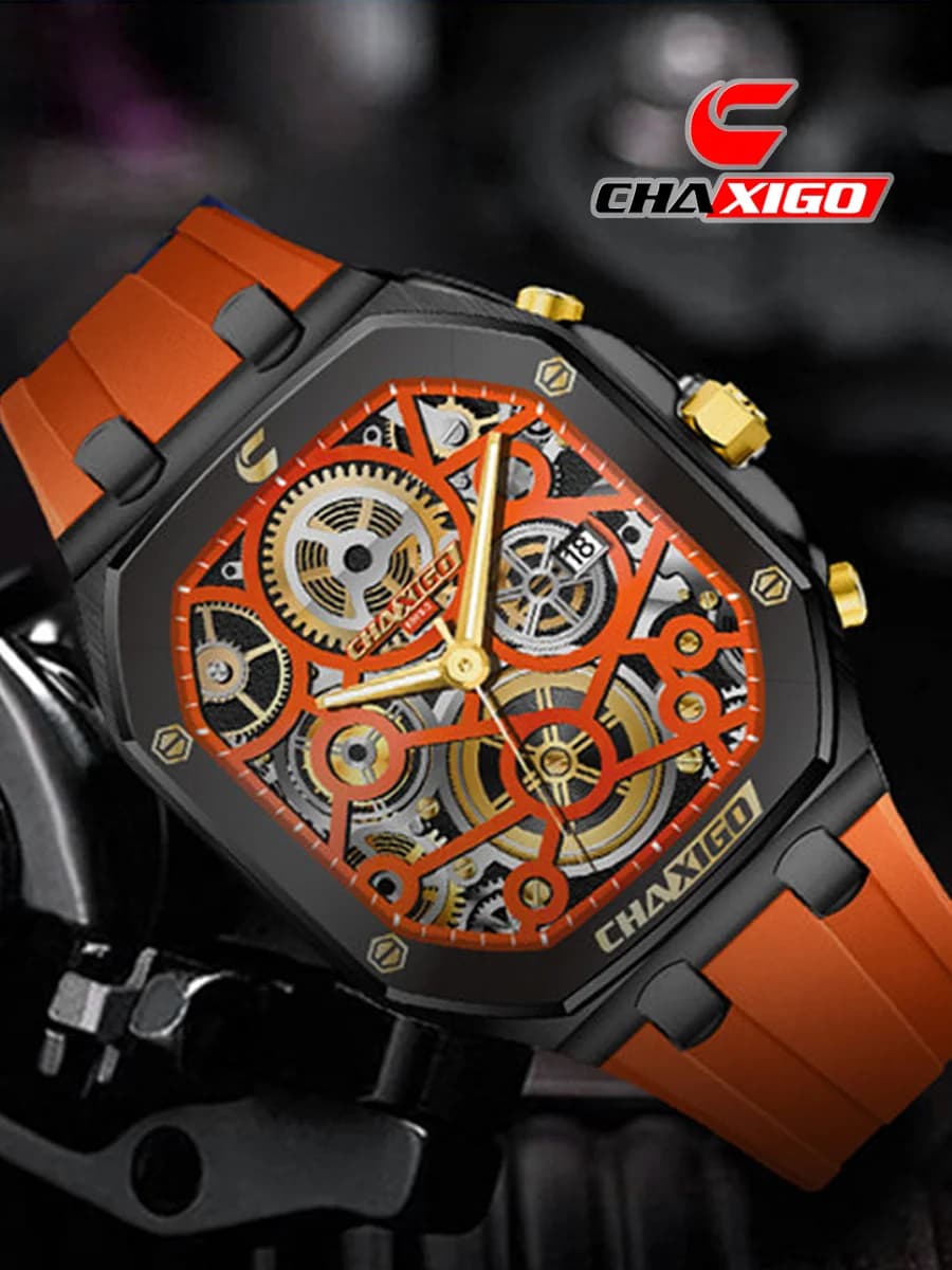 CHAXIGO Cinturino sportivo elegante in silicone da uomo, display luminoso, resistenza all'acqua da 30 metri, orologio al quarzo dal design dinamico