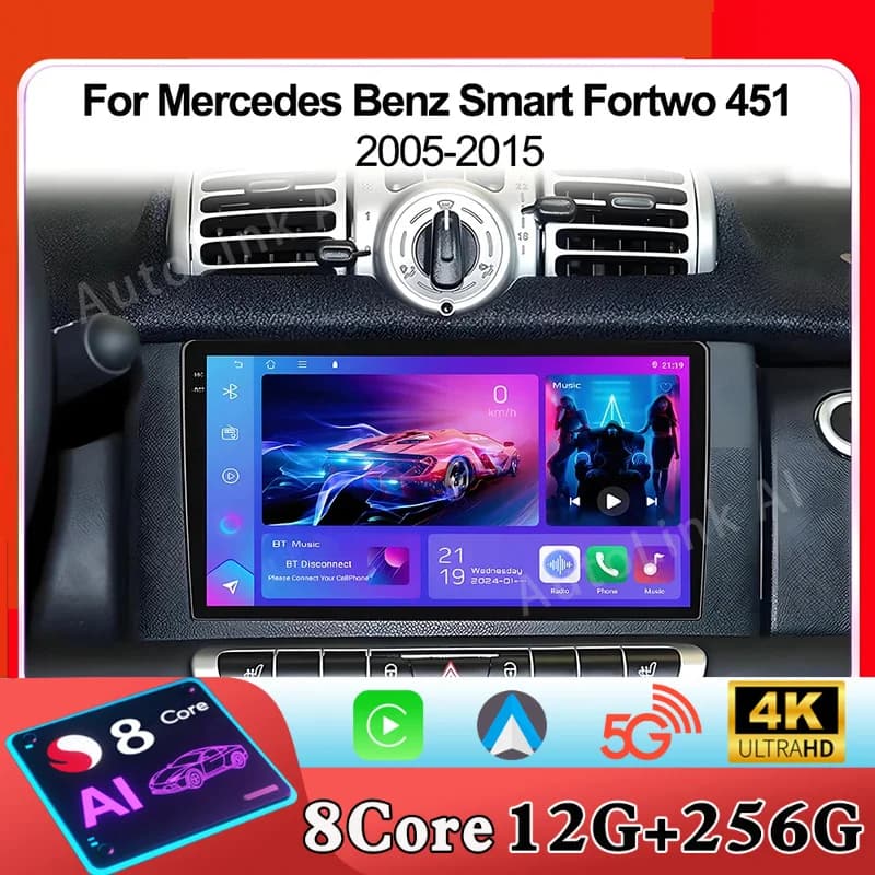 Android 15 Autoradio For Mercedes Benz Smart Fortwo 451 2005-2015 Multimedia Video Player of Navigation WIFI No 2din Touch Screen