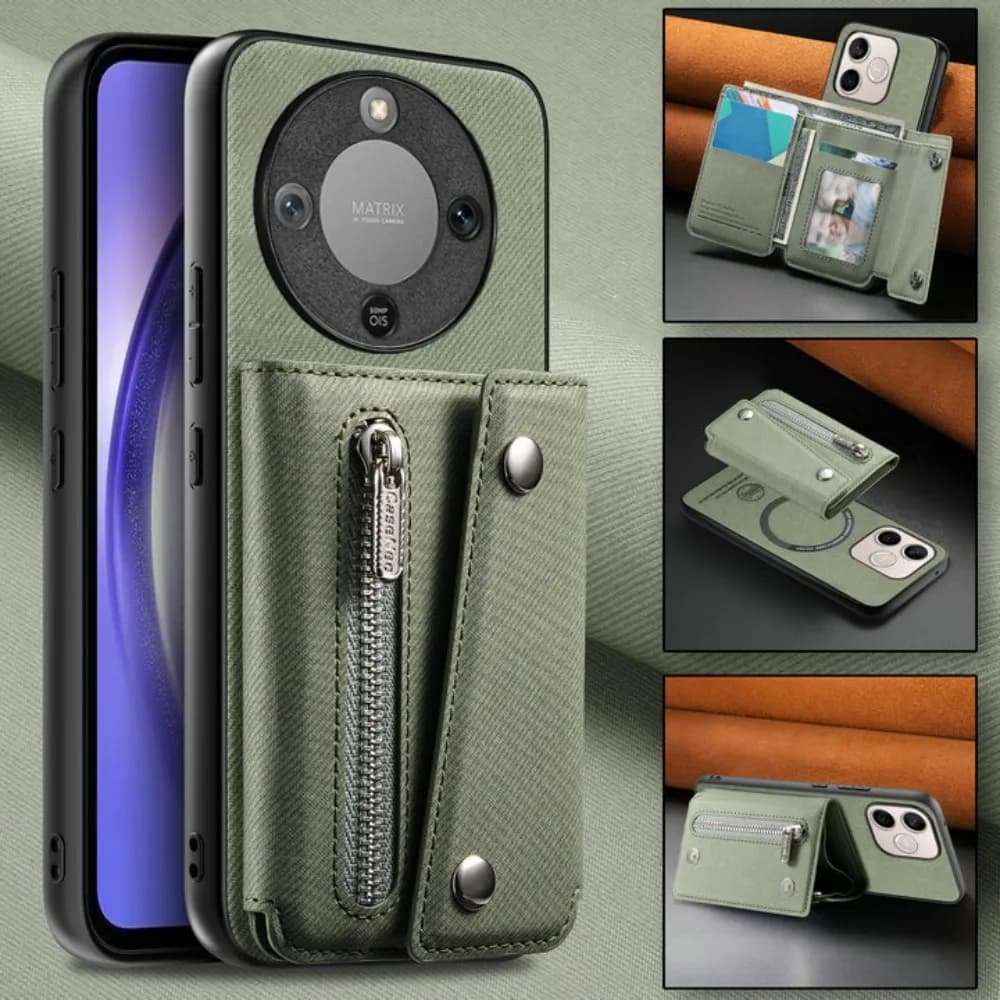 Magic8 Lite 2In1 Detachable Leather Zipper Wallet Case For Honor X9D X7D X9C Smart Magnet Back Cover Honor Magic 7 8 Lite Funda