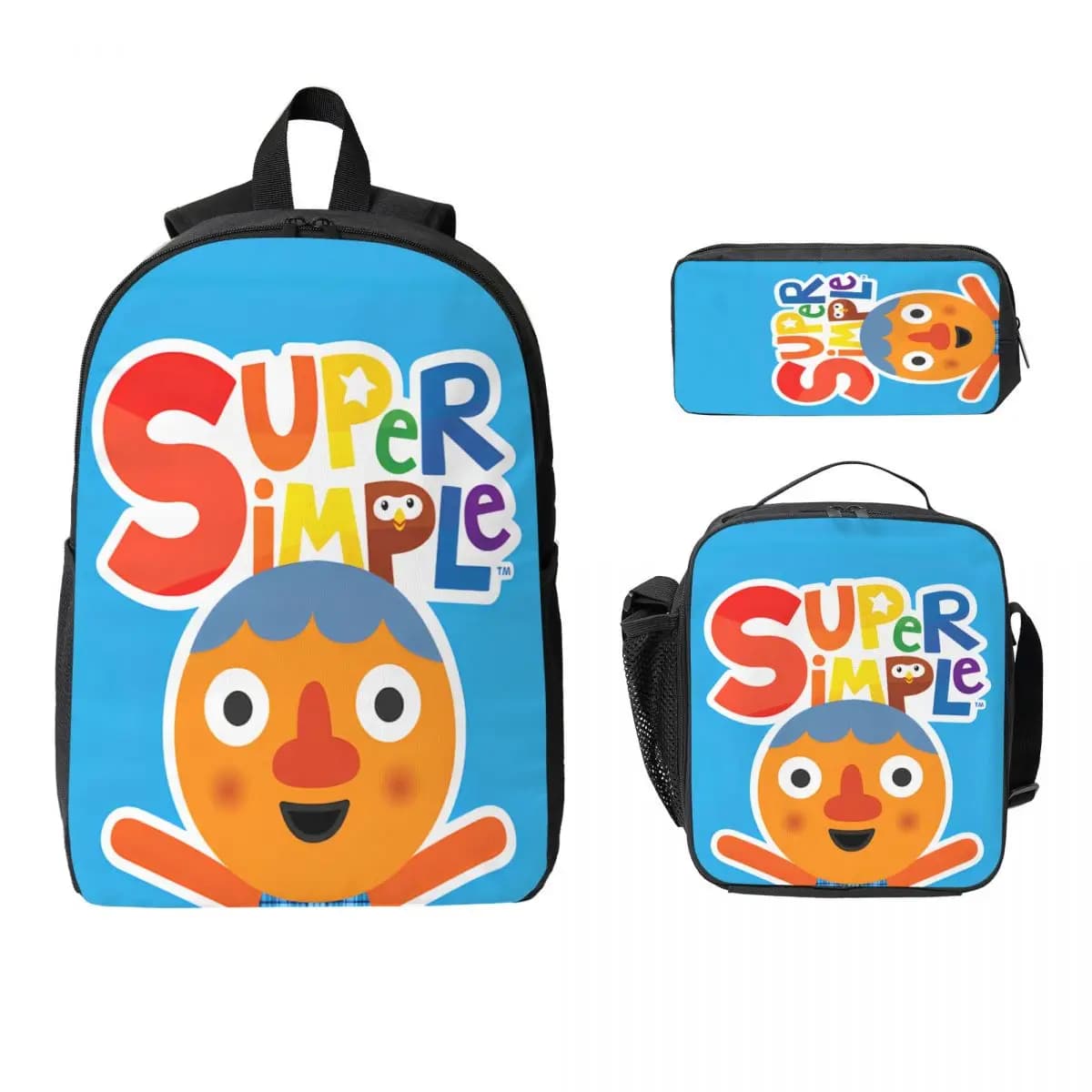 Set di zaini per artisti musicali da 3 pezzi Noodle & Pals per bambini Scatole per matite Set di zaini con scatola per il pranzo per studenti delle scuole Zaino