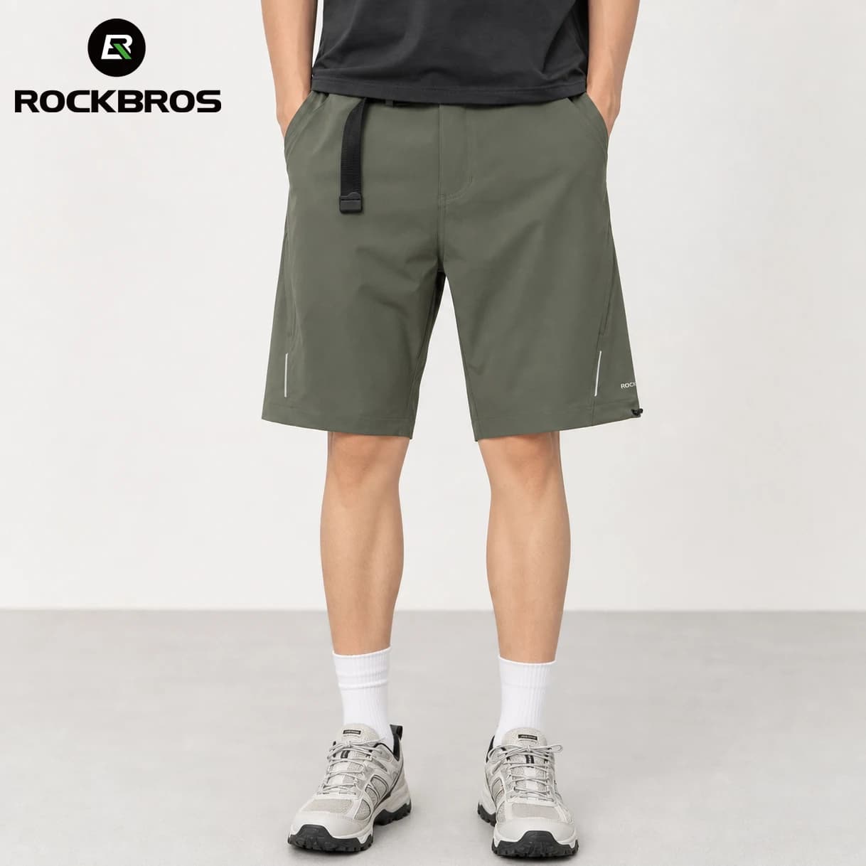 ROCKBROS Sports Shorts Quick Dry Breathable Cycling Shorts Women Men's Lightweight Shorts Casual Hiking Running with Buckle Belt