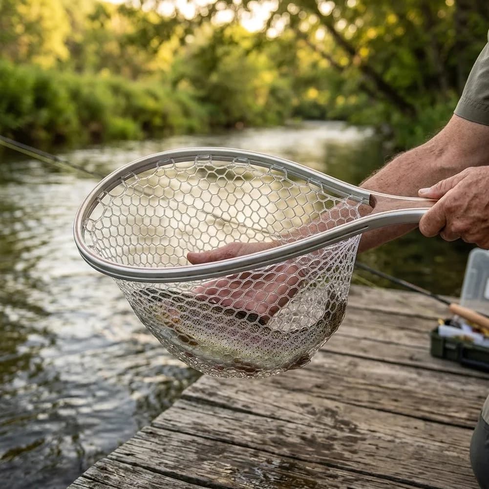 Portable Silicone Fishing Net Mesh Fly Fishing Foldable Net Landing Net Tool Fish Landing Net Bag Fishing Accessory