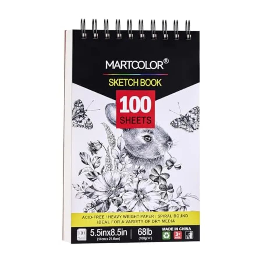 5.5X8.5" Premium Sketch Book Set, 1 Pack, 100 Sheets 68 lb/100gsm Sketchbook, Spiral Bound, Acid-Free Drawing Paper, Artist Ske