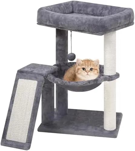 YOUPET Tiragraffi per Gatti con Amaca e Giocattoli - Grigio