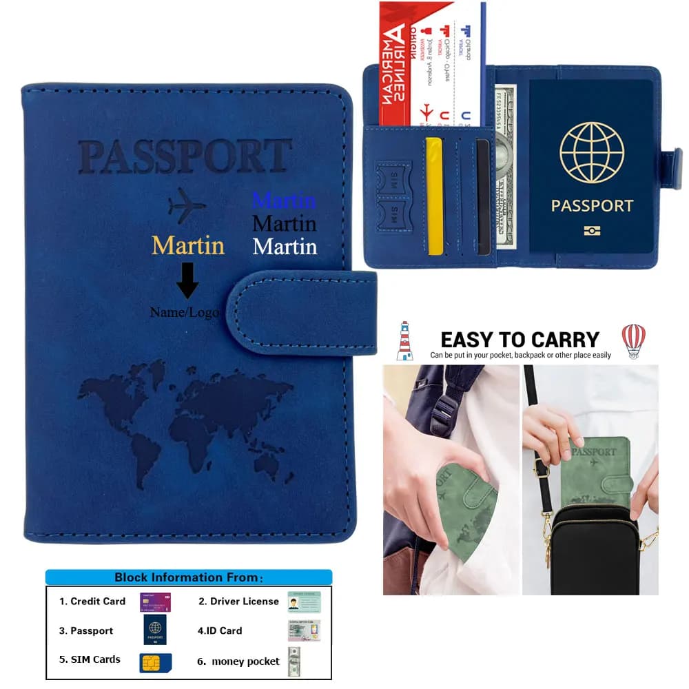 Passaporto personalizzato e porta carte Combo porta documenti da viaggio in pelle porta passaporto portafoglio organizzatore stile chiusura magnetica