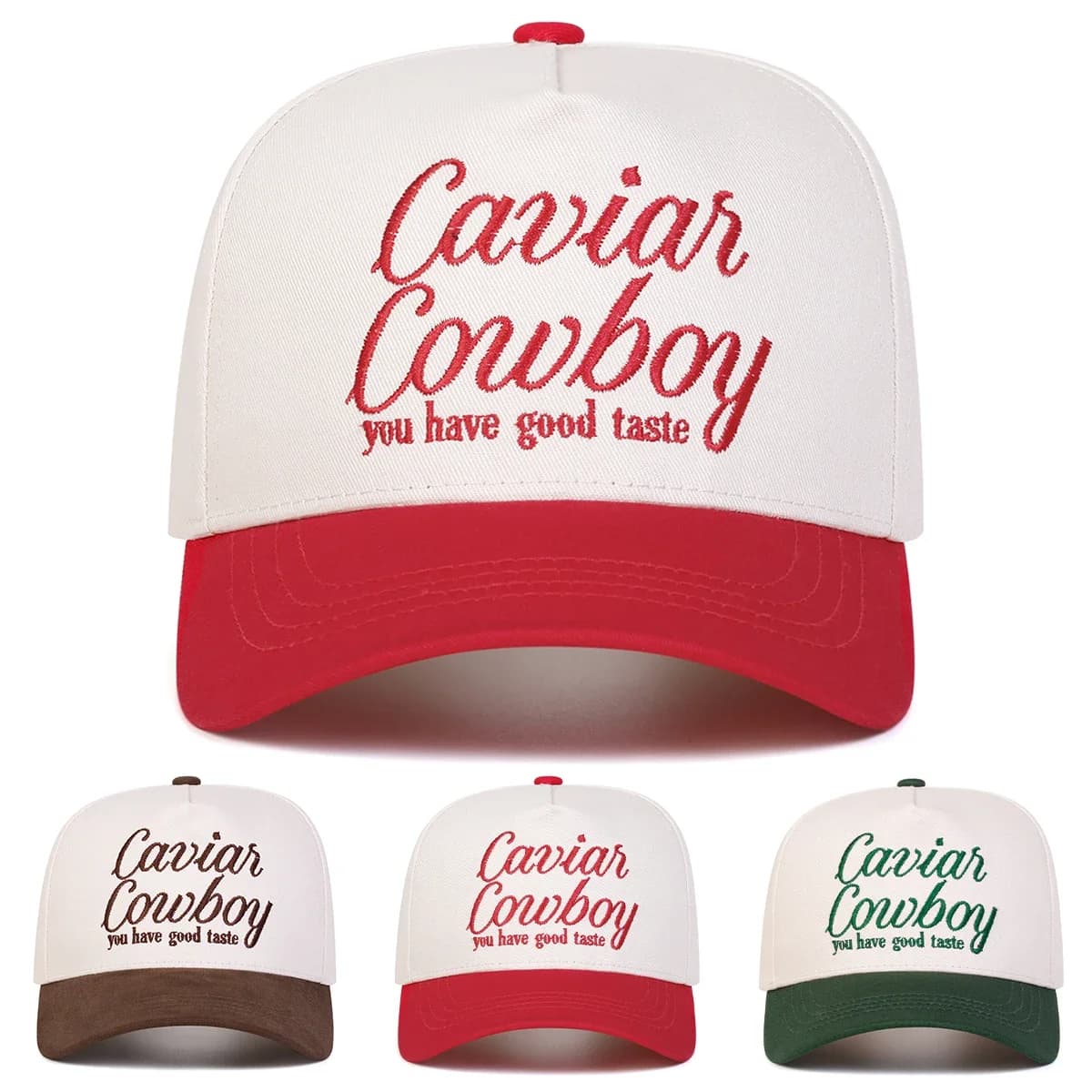 Cappellini da Baseball Unisex CAVIAR COWBOY con Ricamo Lettere, Regolabili per Primavera e Autunno, Cappelli Casual da Esterno, Protezione Solare, Cappello Sportivo