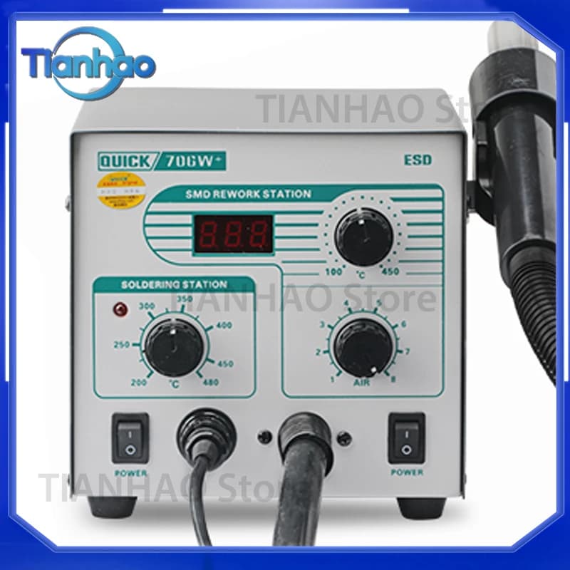 Digital Display Heat Gun and Soldering Iron Station for 706W+ Anti-Static Constant Temperature Lead-Free Soldering Dual