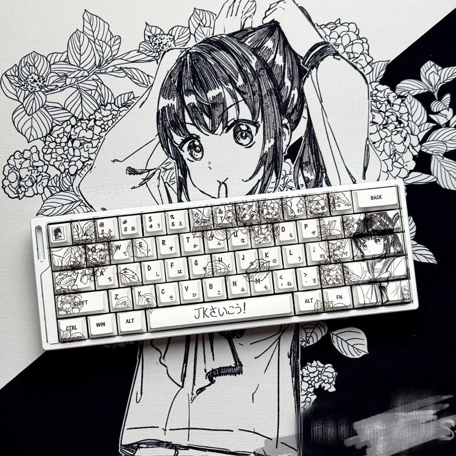 Little Girl Keycaps Cherry Profile PBT Thermal Sublimation Process Ergonomic Anime Keyccap Suitable for Mechanical Keyboards