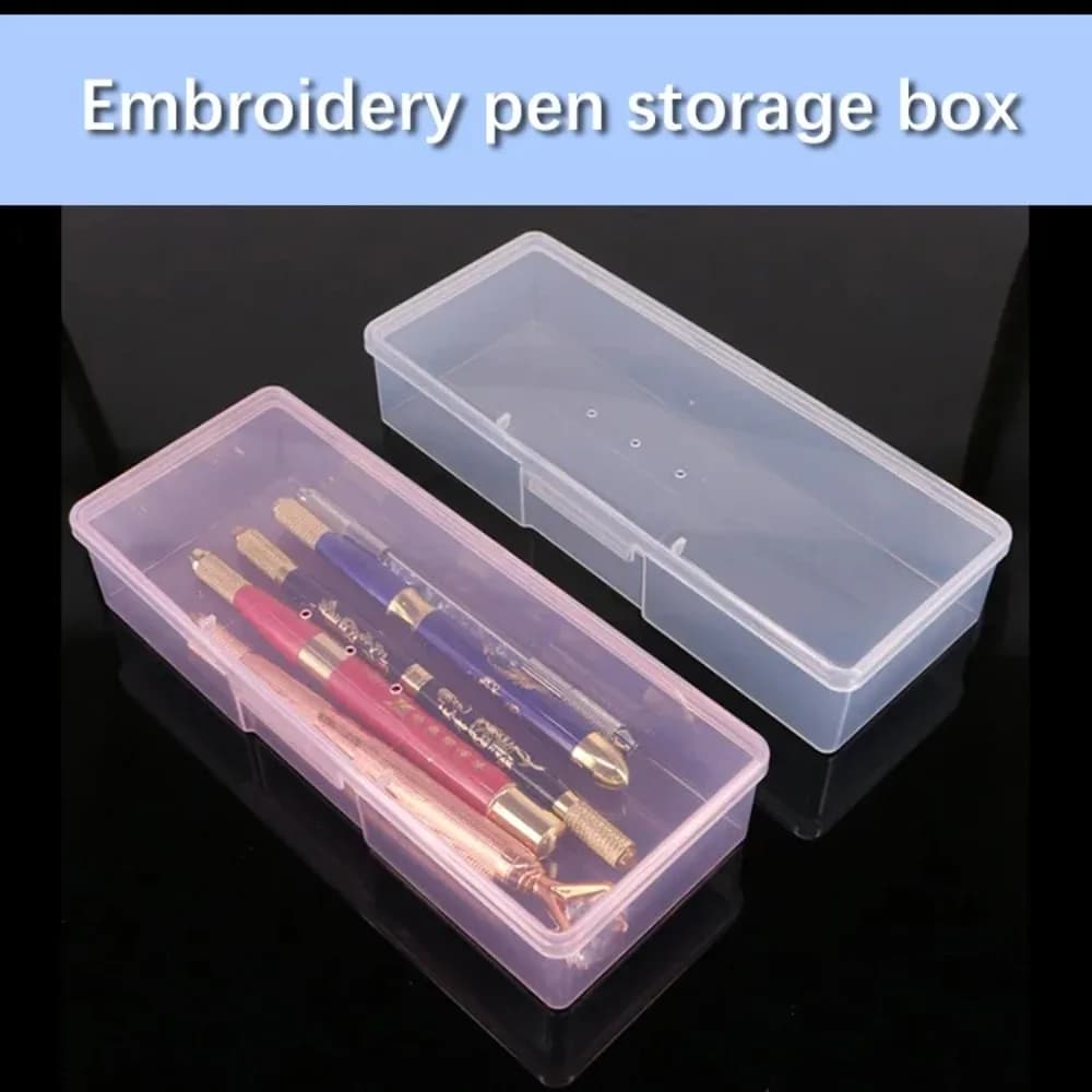 1PC Nail Art Rectangle Plastic Transparent Storage Box Nail Rhinestone Brush Pen Buffer Grinding Files Container Case