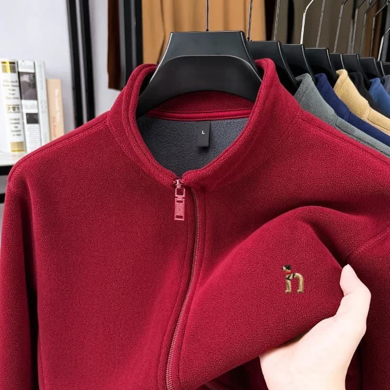Autunno Inverno Nuovo colletto rialzato da uomo di fascia alta con cardigan in peluche confortevole e caldo con cerniera Cappotto ricamato per cani di marca squisita