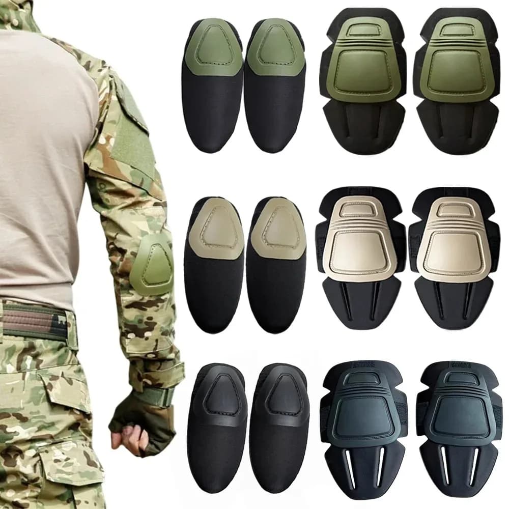 1 paio di ginocchiere protettive tattiche, gomitiere, tuta mimetica da esterno, attrezzatura da caccia, tipo inserto, imbottitura morbida per uso in combattimento militare
