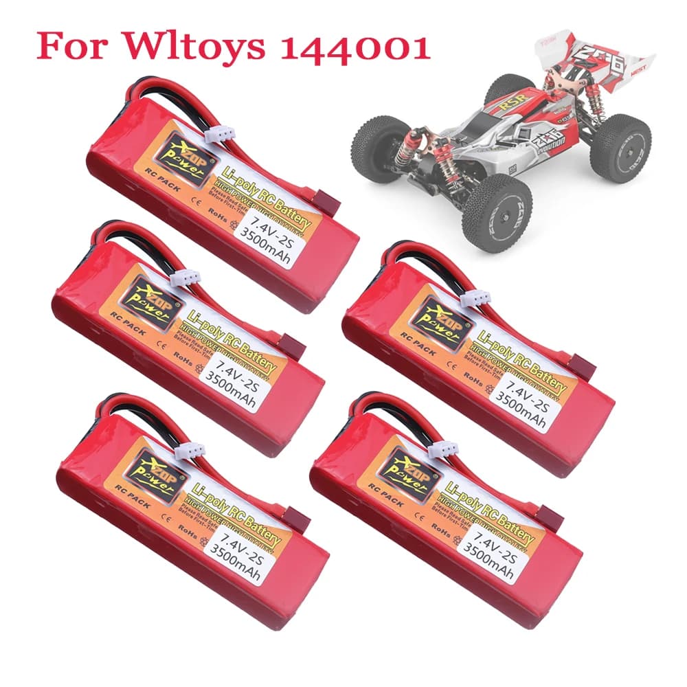 Batteria Lipo 2S 7.4V 3500mah Batteria RC con spina T per Wltoys 144001 144010 124016 124017 124018 124019 Parti di barche per droni per auto RC