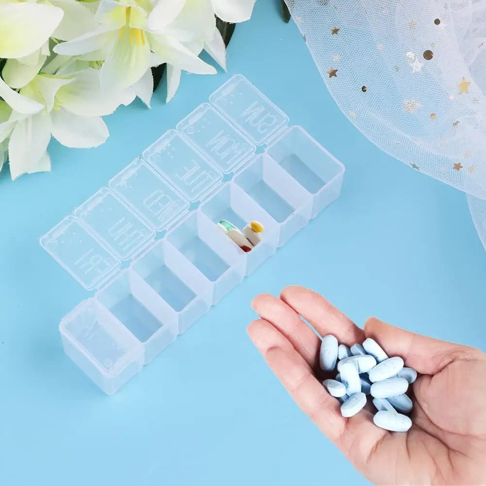 7 grids 7 days organizer transparent folder tablet organizer multifunction plastic container reusable for supplements