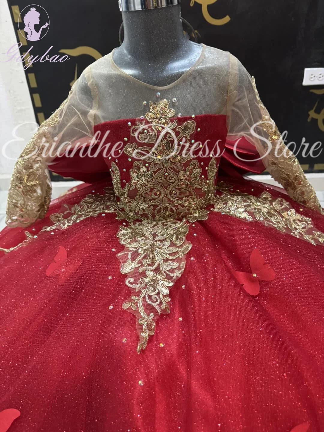 Abito da ragazza di fiore personalizzato per matrimonio Farfalla 3D Applique Tulle Puffy Festa di compleanno per bambini Abiti da ballo per prima comunione personalizzati