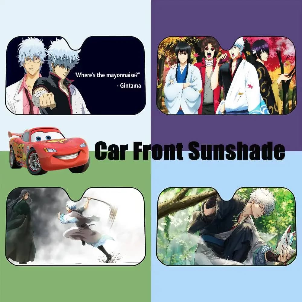 Parasole per auto Anime Gintama, protezione per parabrezza anteriore, copertura parasole pieghevole resistente ai raggi UV, accessori per auto