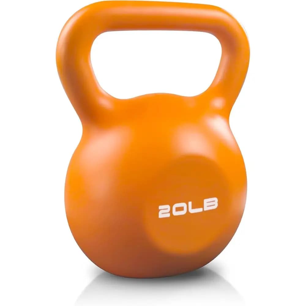 Kettlebell for 20 pounds: Covered in vinyl, for strength training at home, with wide and comfortable grip