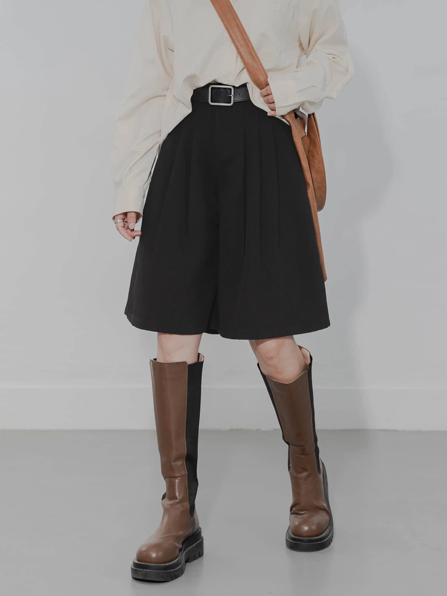 Pantaloncini Casual a Vita Alta e Gamba Larga, Pantaloni a Cinque Punti da Donna, Semi-Elastici, Sottili, Comodi, Snellenti e Versatili