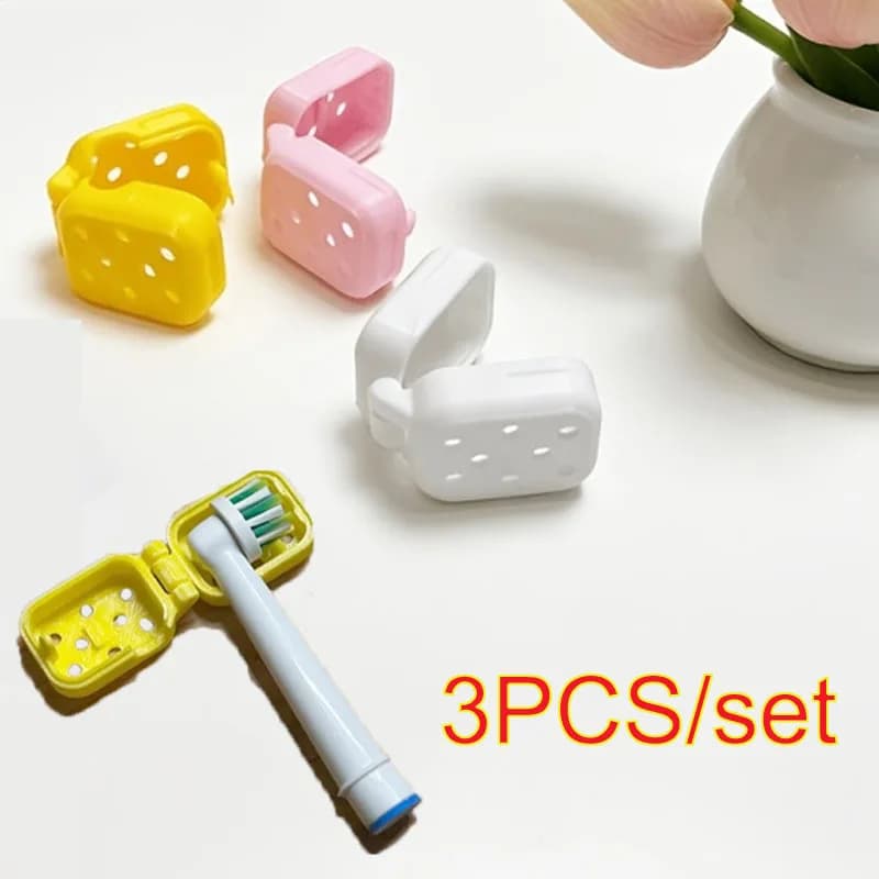 3PCS/set Electric Toothbrush Head Travel Case – Ventilated Protective Cover Clean &amp Lightweight for Storage