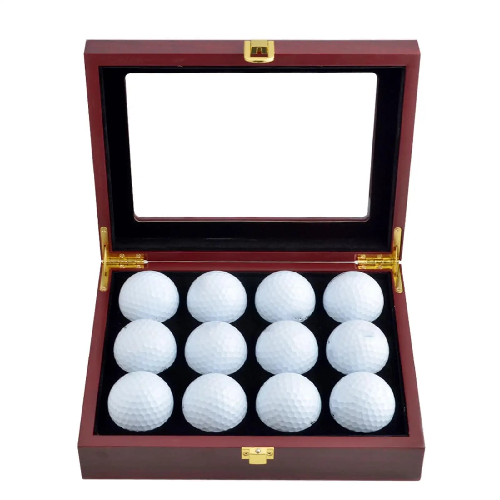 Golf Ball Box 12 Holes Wooden Holder Showcase for Golfer Accessory Storage and Stylish Room Decoration