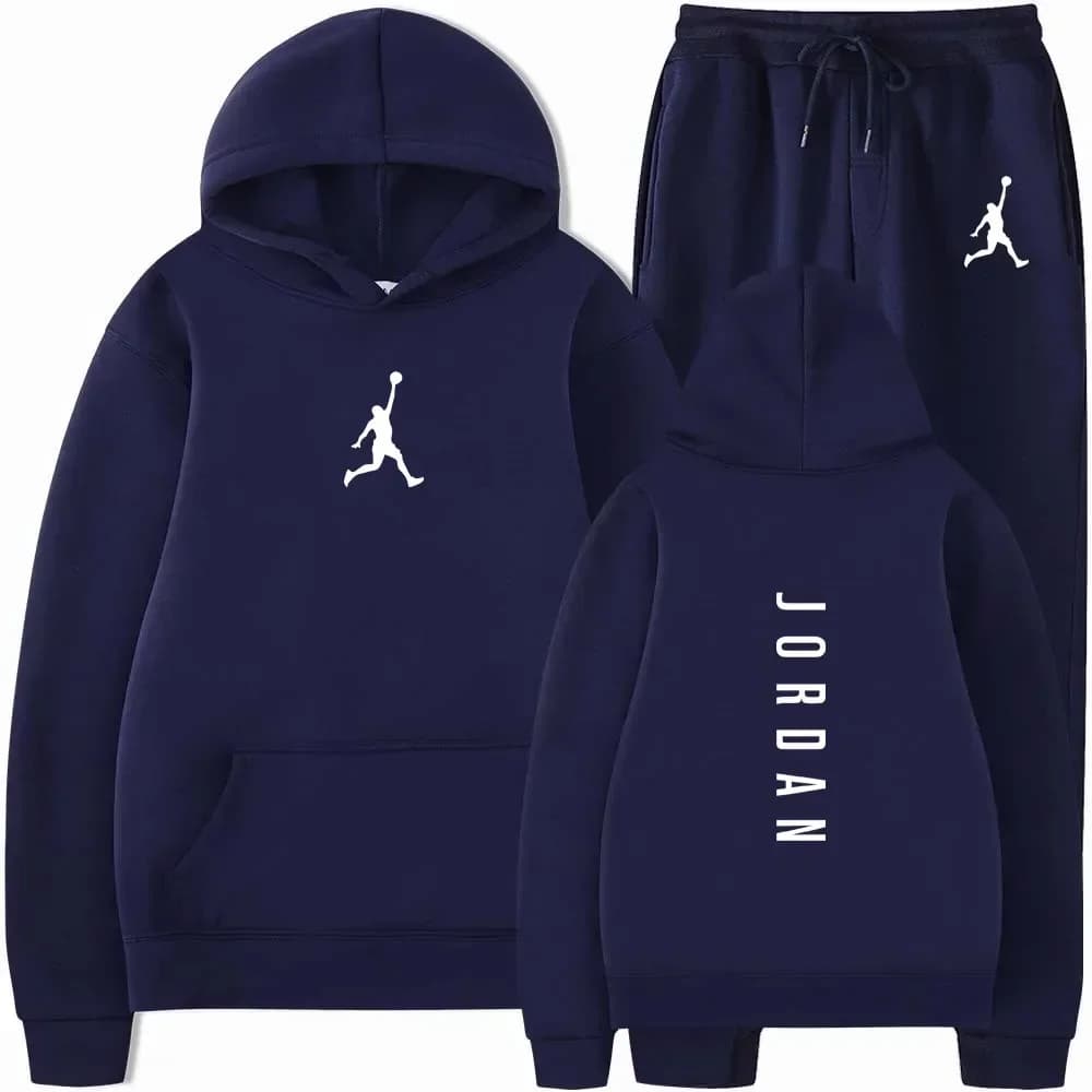 Men casual sports suit for outdoor fitness spring/autumn 2025: hood sweatshirt and jogging pants (set two pieces)