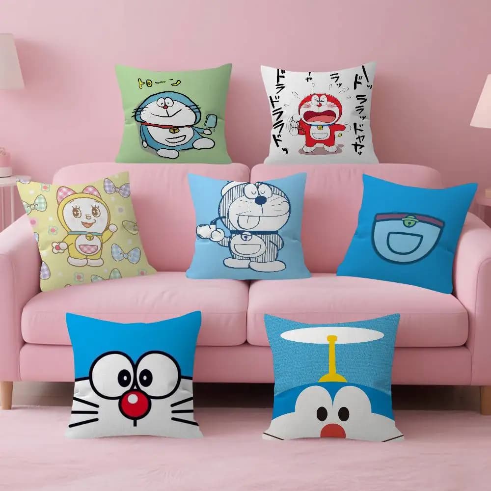 Fodera per cuscino decorativa per auto e divano, regalo di Natale, Anime D-d-doraemon W-whitepaper
