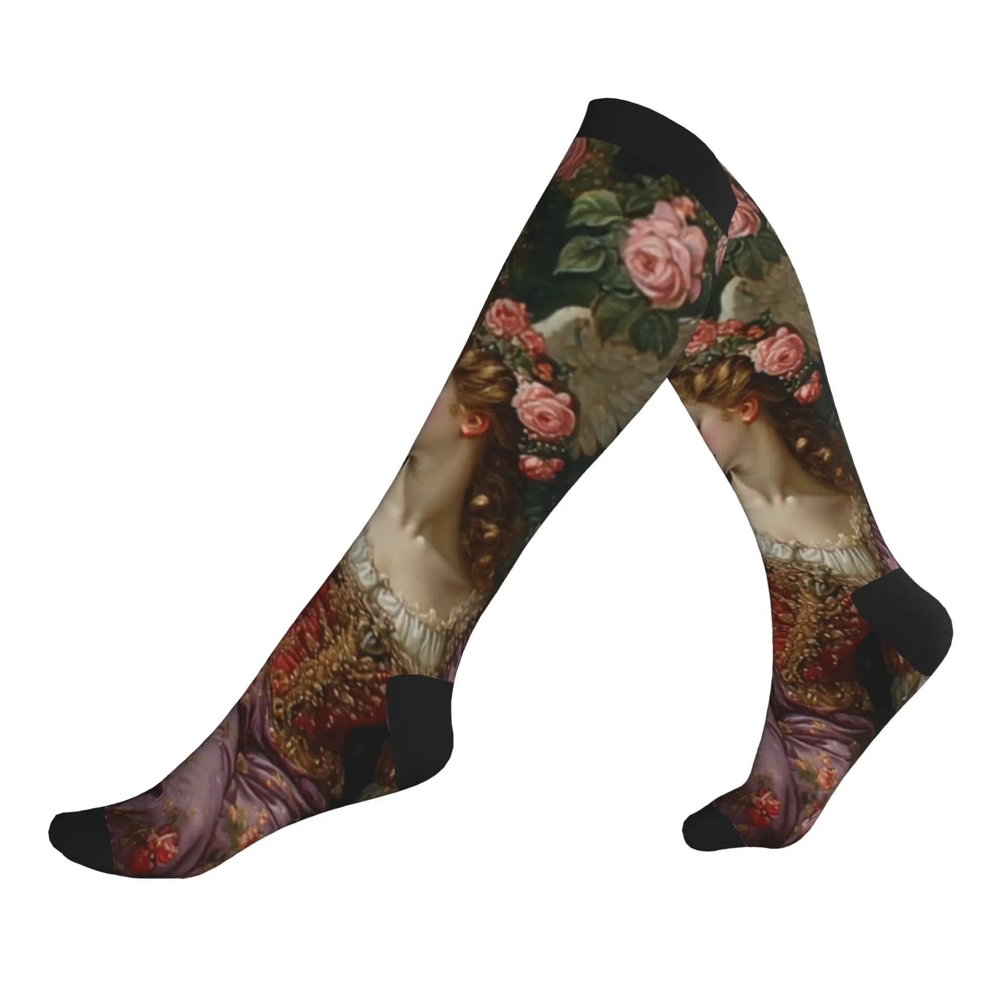 Victorian Angel And Flowers Men Women Sports Compression Socks Unisex Fun 3D Printing Dress Socks