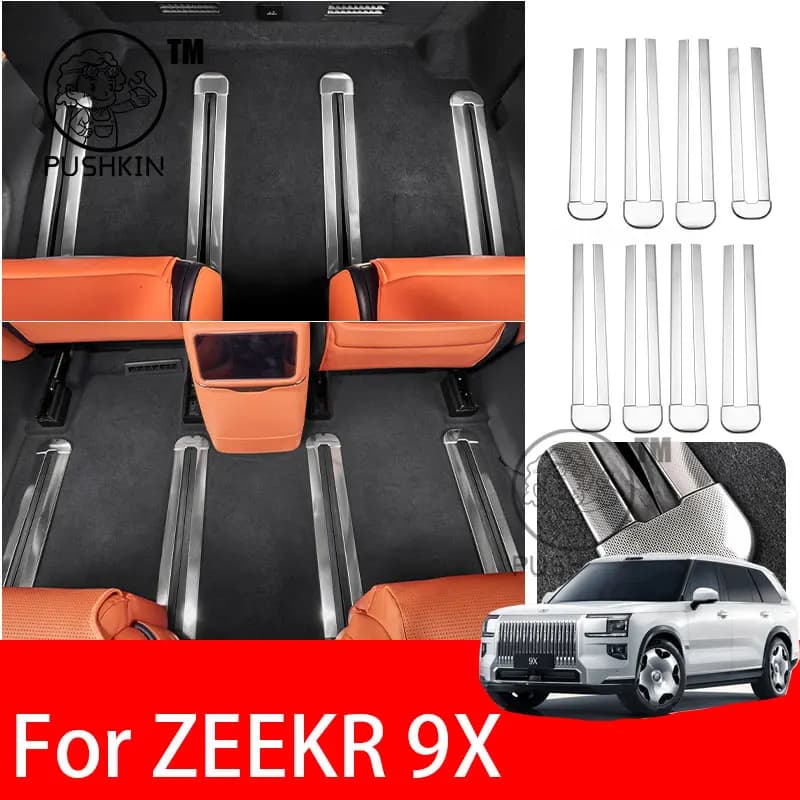 Per ZEEKR 9X Auto 2025 2026 In Acciaio Inox Sedile Posteriore Track Path Slide Rail Telaio di Copertura Trim striscia decorativa Accessori Auto
