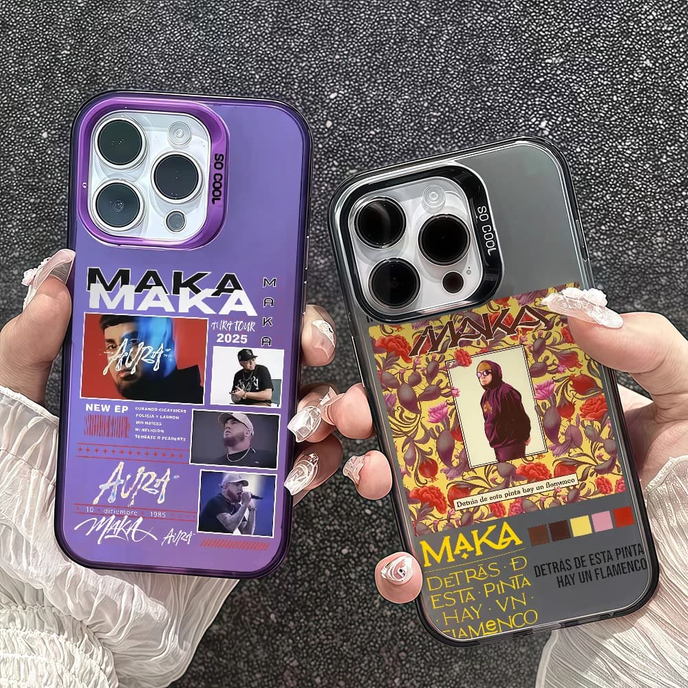 Cover Protettiva IMD Colorata per iPhone 12 11 13 14 15 16 17 Max Mini con Motivo Cantante Spagnola Maka Aura