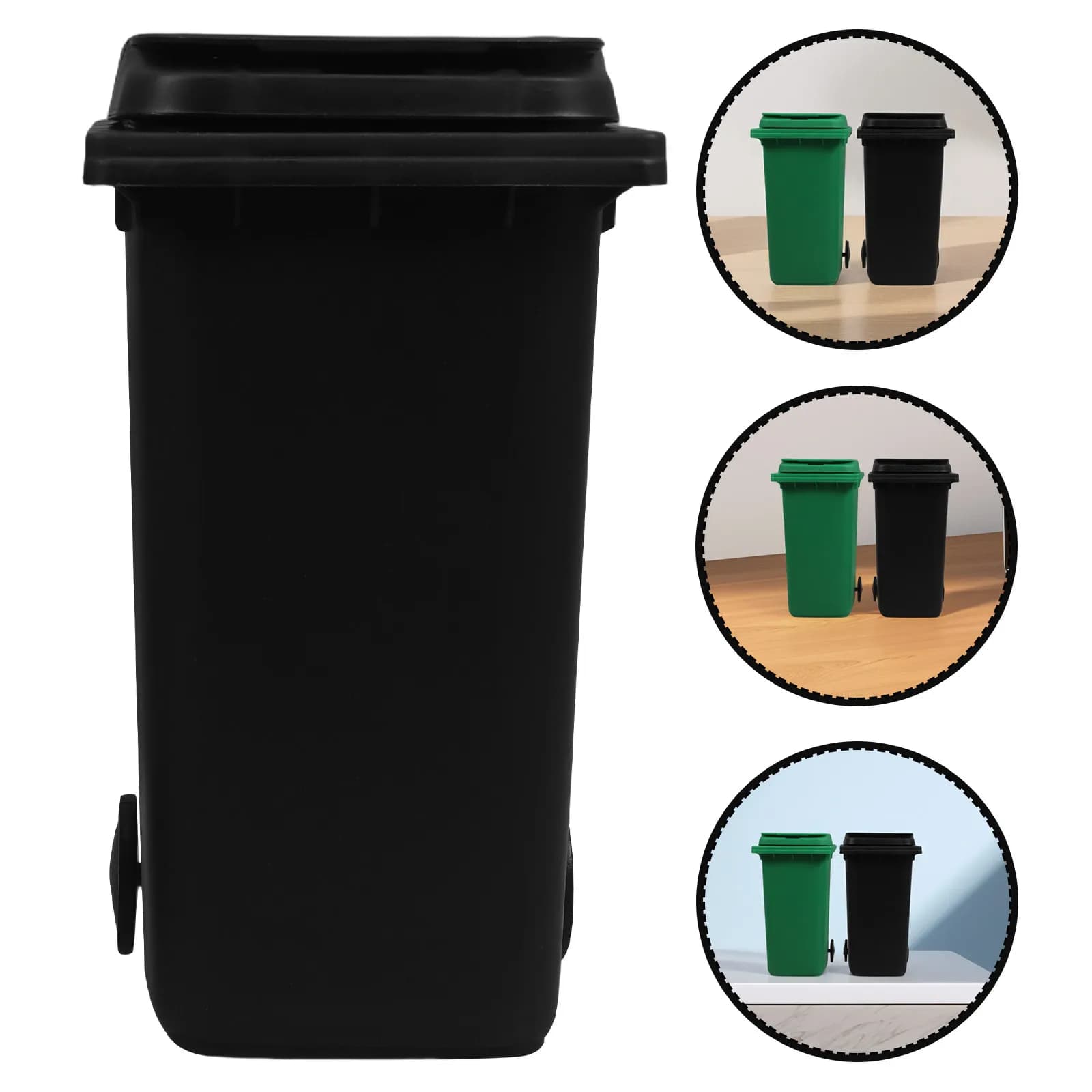 2Pcs Desktop Pencil Holder Trash Can Multifunctional Mini Organizer Tiny Round Plastic Bin for Desk Office Kitchen Countertop