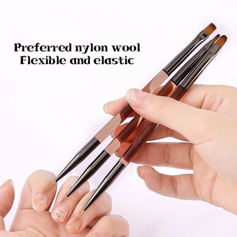3Pcs/Set Manicure Brushes Dual Use Gel Gradient Brush Ultra Thin Line Drawing Pen Dual End Nail Art Design Painting Tools.