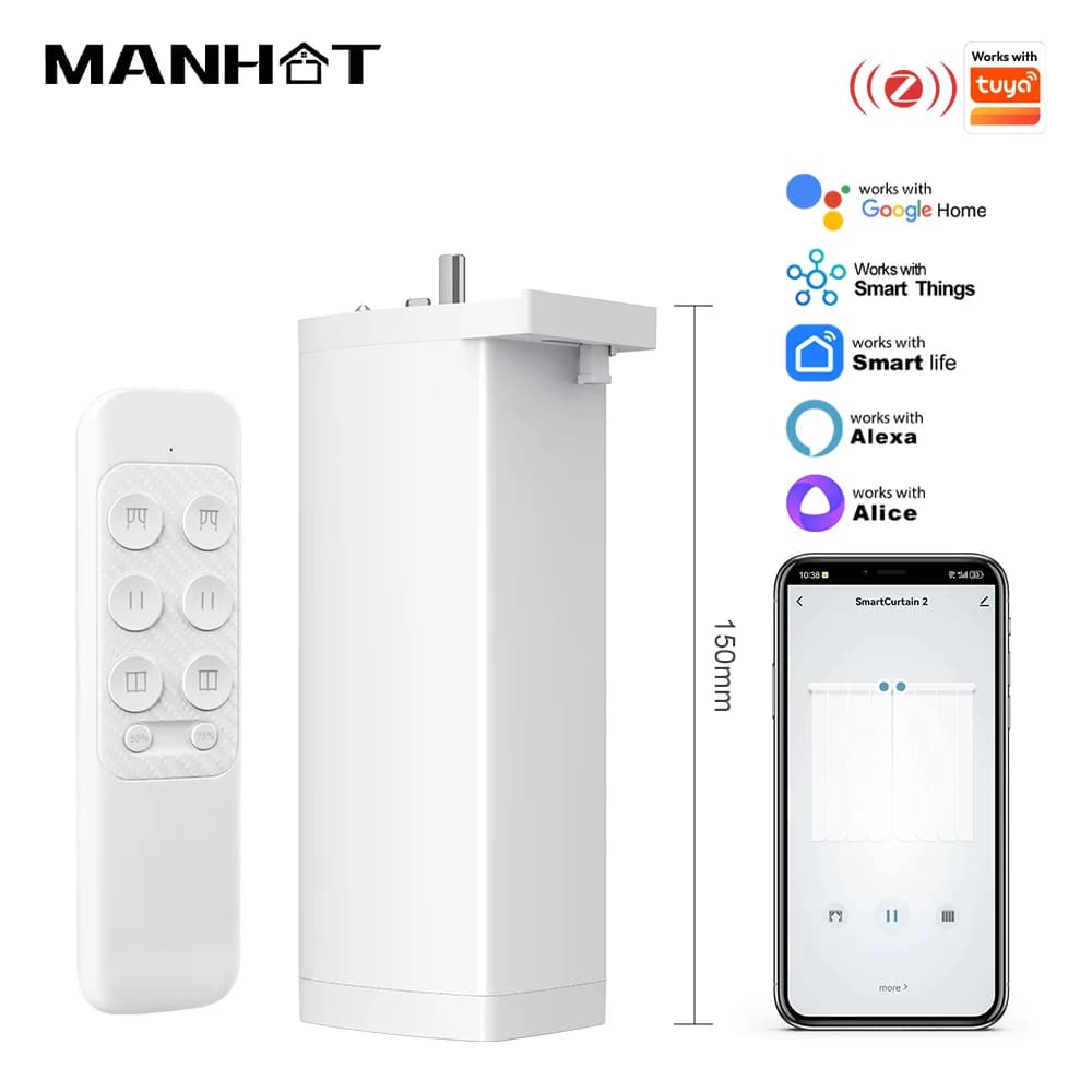 Motore per Tapparelle Elettriche Smart Zigbee/WiFi da 155MM Compatibile con Tuya, Motore Silenzioso con Controllo Remoto tramite APP e Vocale con Alexa