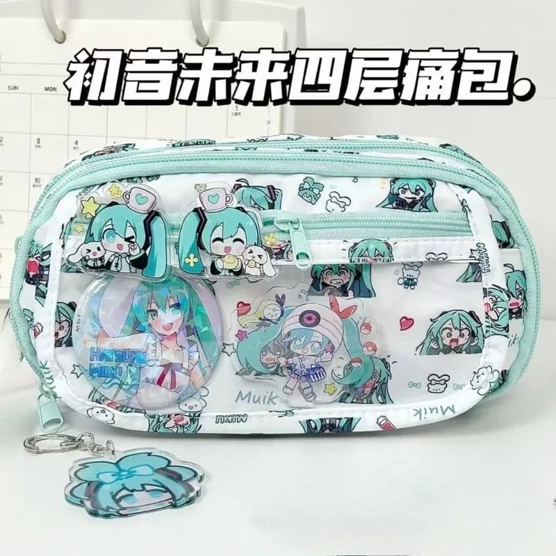 Hatsune Miku Pencil with Cartoon Cute High-looking Large-capacity Multi-layer Stationery Bag Student Stationery Bag Coin Purse