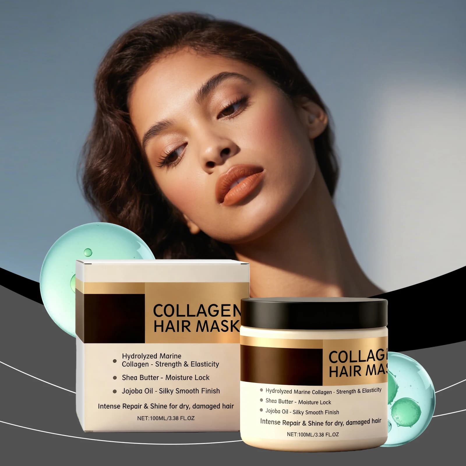 Mask for Collagen Anti-Seques, Daily Hydrating, Lighting and Protecting, Makes Soft Hair, Smooth and Shiny