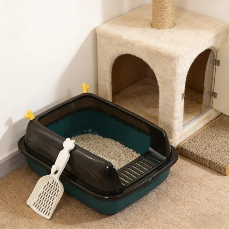 Prevent Splash Cat Tray Semi-enclosed Cat Litter Box Pet Toilet Sandbox Kitty Litter Bedpan Pet Supply For Kittens Daily Use