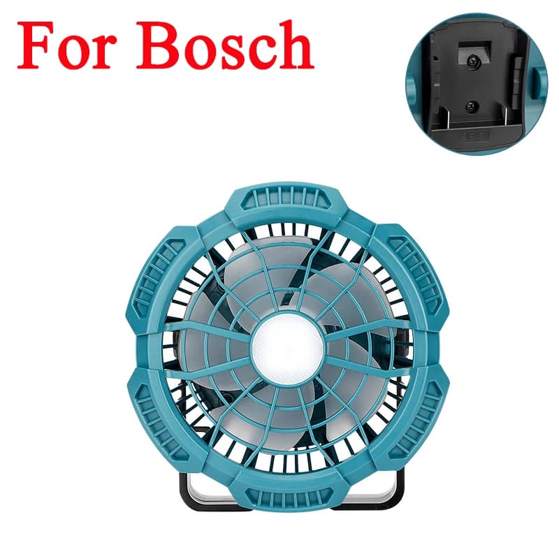 Ventilatore da campeggio portatile senza fili con telecomando e luci a LED per batteria agli ioni di litio Bosch da 18 V per riparazioni auto e uso di emergenza