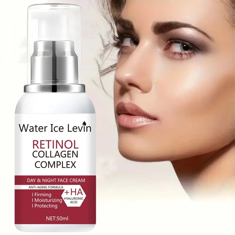 Collagen anti-wrinkle cream to retinol, hyaluronic acid + vitamin C double care day and night, triple anti-wrinkles, deep nutrient, decrease of thin lines, clearing of skin color