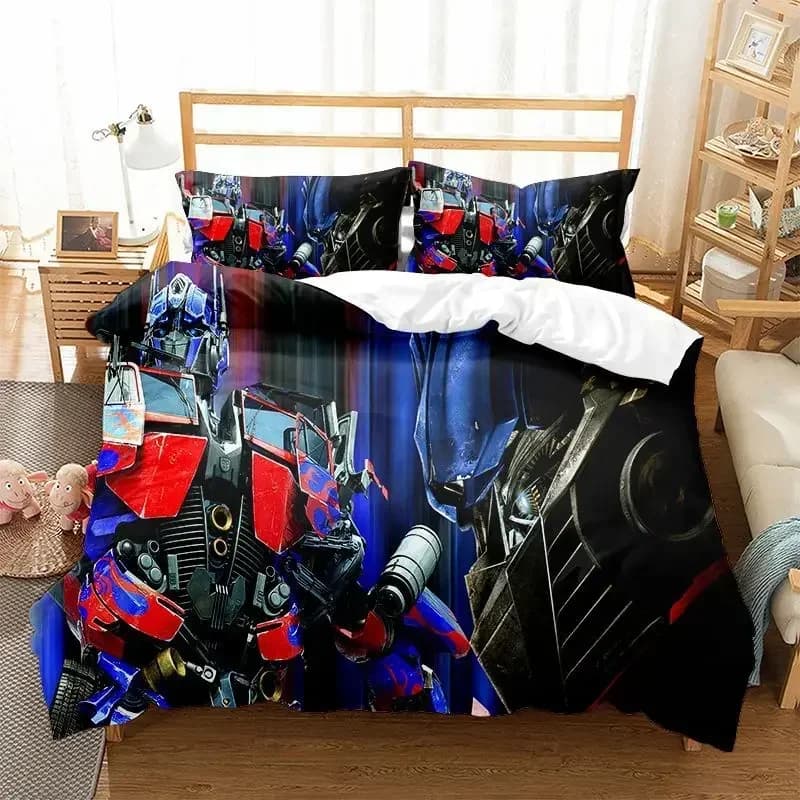 Transformers Children's Bed Linen Set, Optimus Prime and Bumblebee Oversize Cover, Complete Set with Sheets and Children's Bed Covers