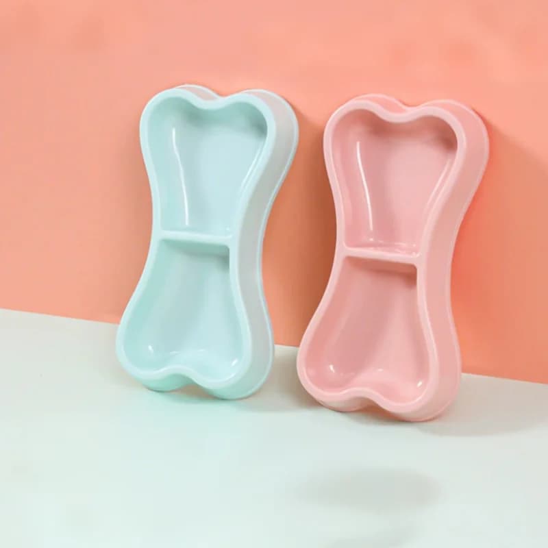 Ciotola per animali domestici ciotola doppia a forma di osso ciotola per gatti ciotola per cani carino durevole infrangibile blu rosa piatto per cibo per gatti per cani