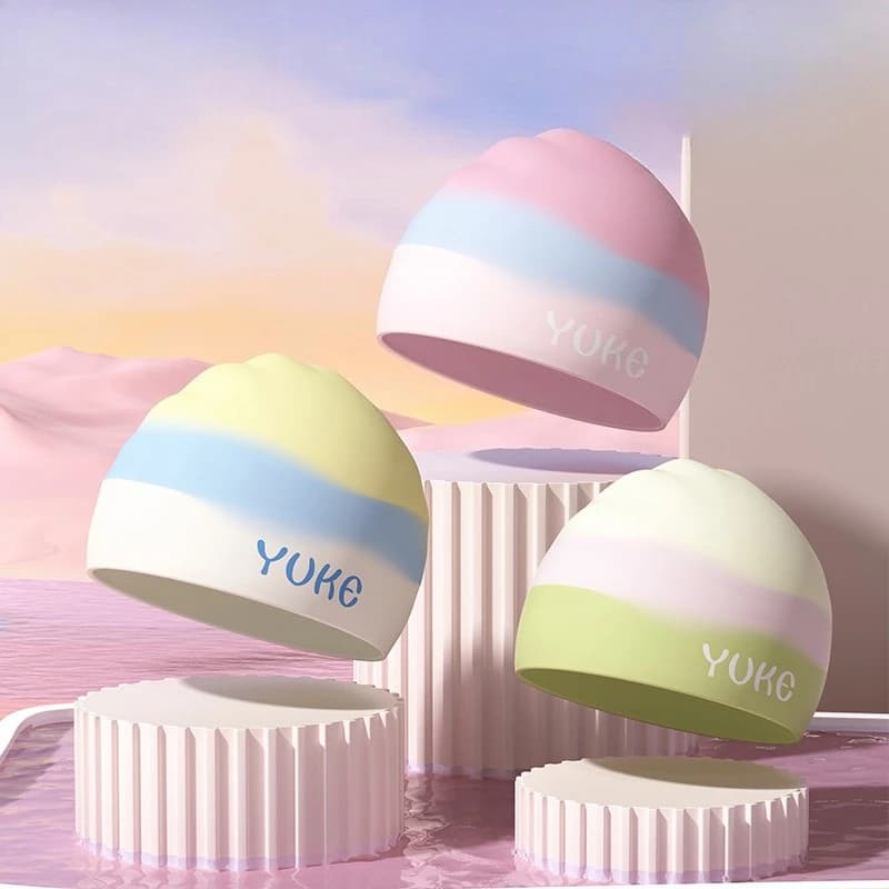 Children's Swim Head Silicone Swim Head Waterproof Ear Protection Color block Children's swim head simple design