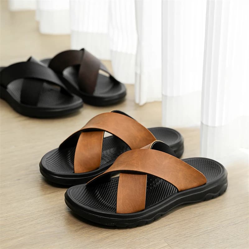 Men's Slippers 2026 Summer Large Size Outdoor Beach Casual Sandals Trend Men Shoes Flat Non-slip Comfortable Shoes Zapatillas