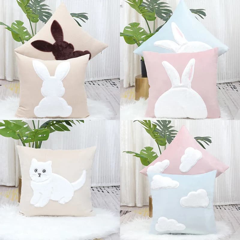 Jiuyi, animal embroidered pillow, new simple home car pillow cover, spot wholesale pillow cover American style