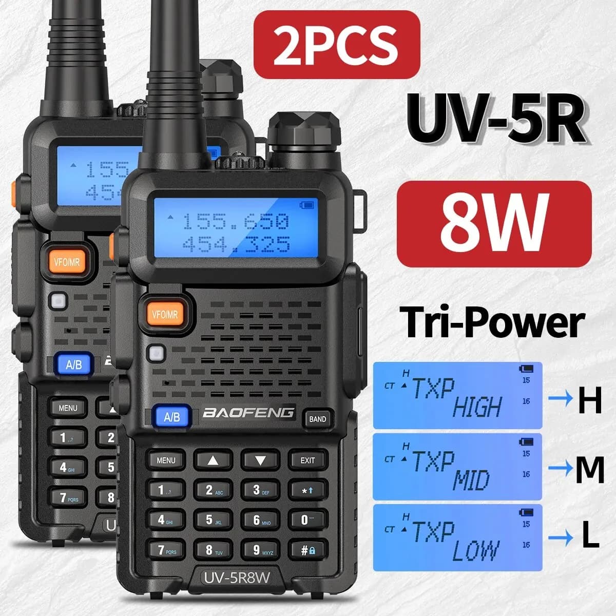1/2PCS Baofeng UV 5R 5W 8W Walkie Talkie Ham CB Radio A Lungo Raggio Dual Band VHF UHF FM Ricetrasmettitore Radio Bidirezionale UV5R K5 Plus
