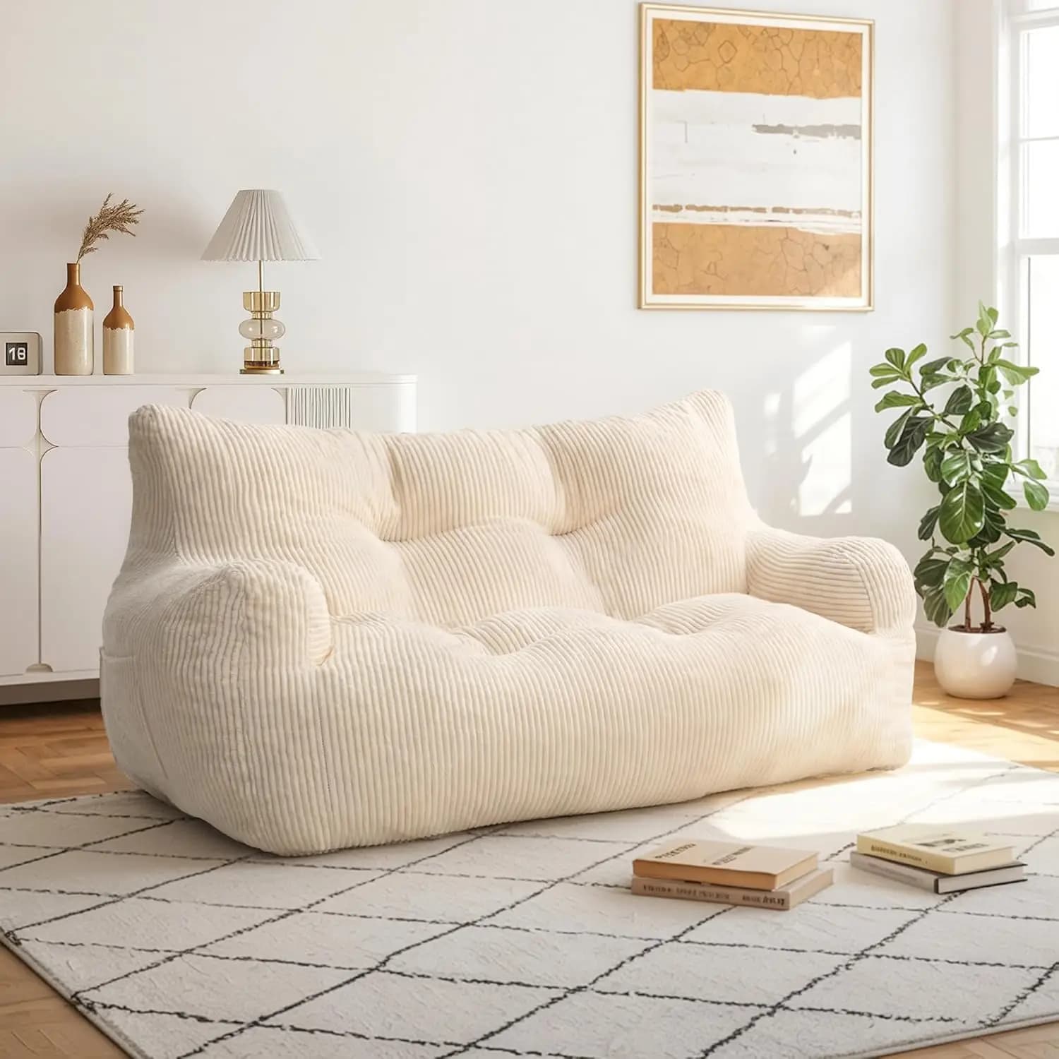 59 inch bag sofa, ultra soft velvet, with washable coating, comfort for living room, bedroom, exterior, bounce in 72 hours