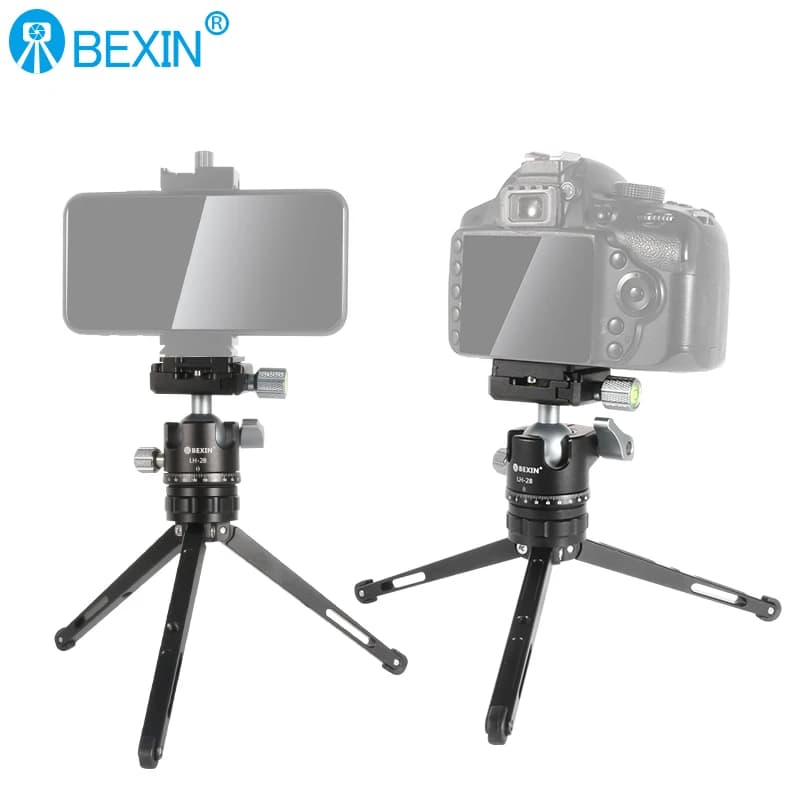 BEXIN Mini testa a sfera con vite da 1/4 per telefono con fotocamera in lega di alluminio Speedlite MS22 treppiede selfie stick pieghevole e leggero