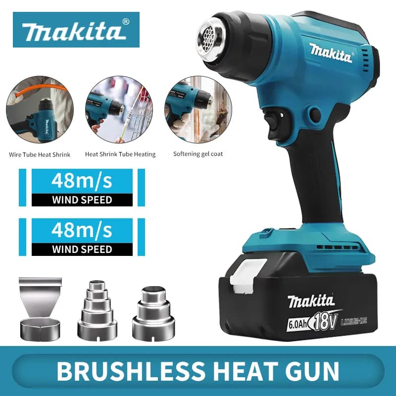 Makita 50 ℃ - 550 ℃ Pistola termica portatile senza fili, ricaricabile, con temperatura digitale regolabile, per batteria Makita